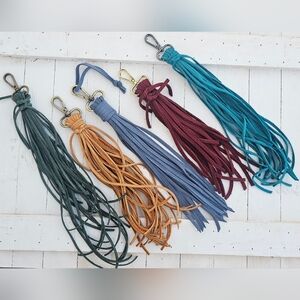 CUSTOM Braided LEATHER Tassel Fringe Bag Charm *Choose Style *HandBag Accessory